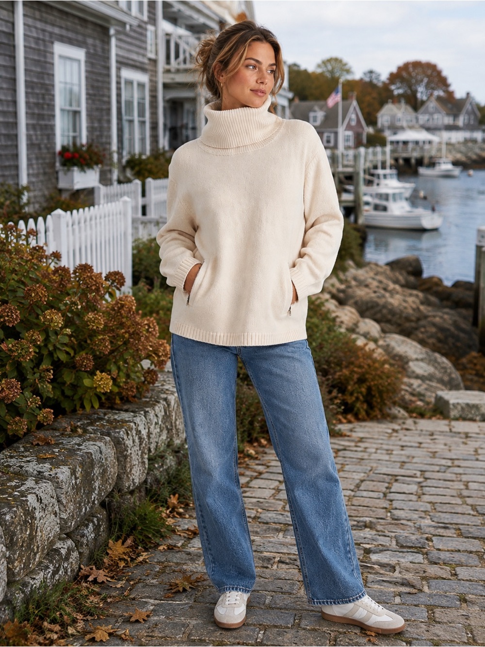 Reiss Malin Rolled Ivory Turtleneck Sweater | Wool Blend | Size S
